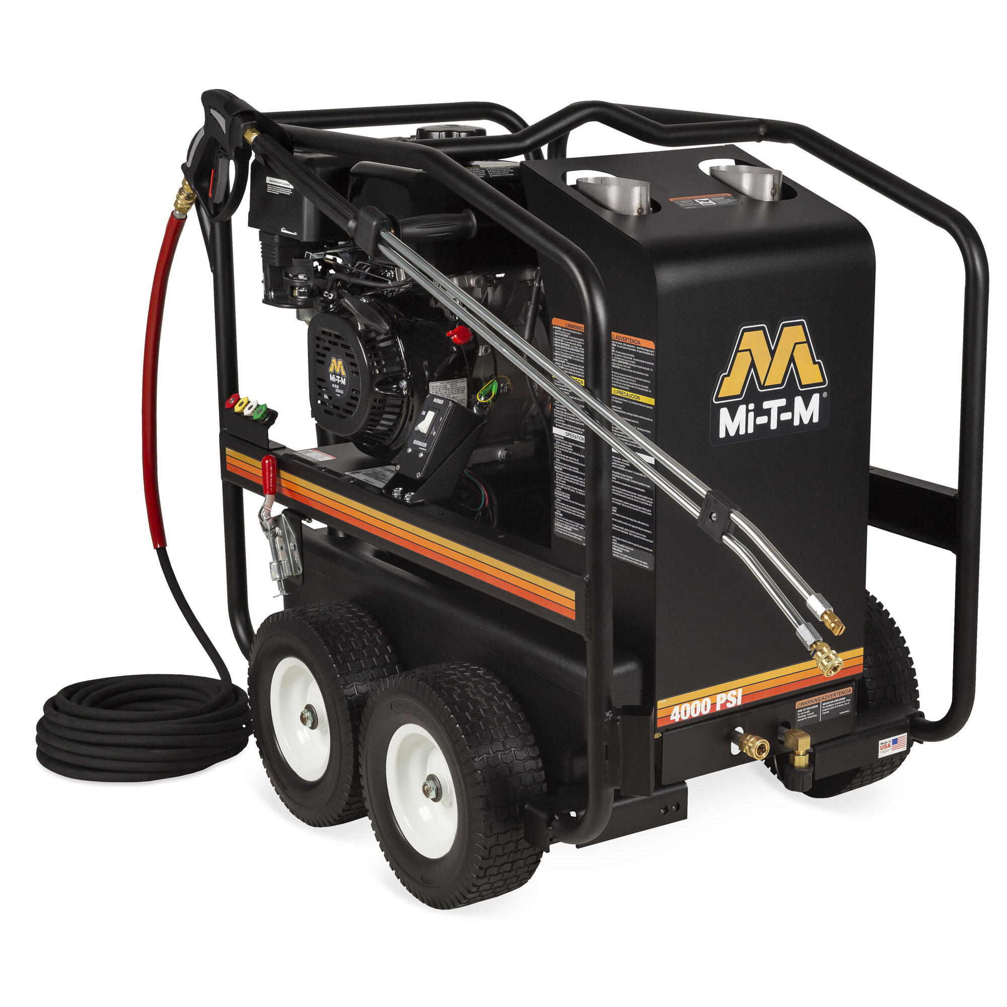 Mi-T-M Industrial Hot Water Pressure Washer, 4000 PSI, 3.3 GPM, 420cc OHV Engine, Direct Drive, Model# HSP-4004-3MGM